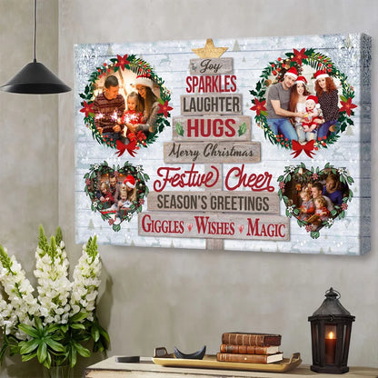 Merry Christmas Festive Cheer Personalized Photo Canvas / Poster - Custom Holiday Wall Art Gift for Family