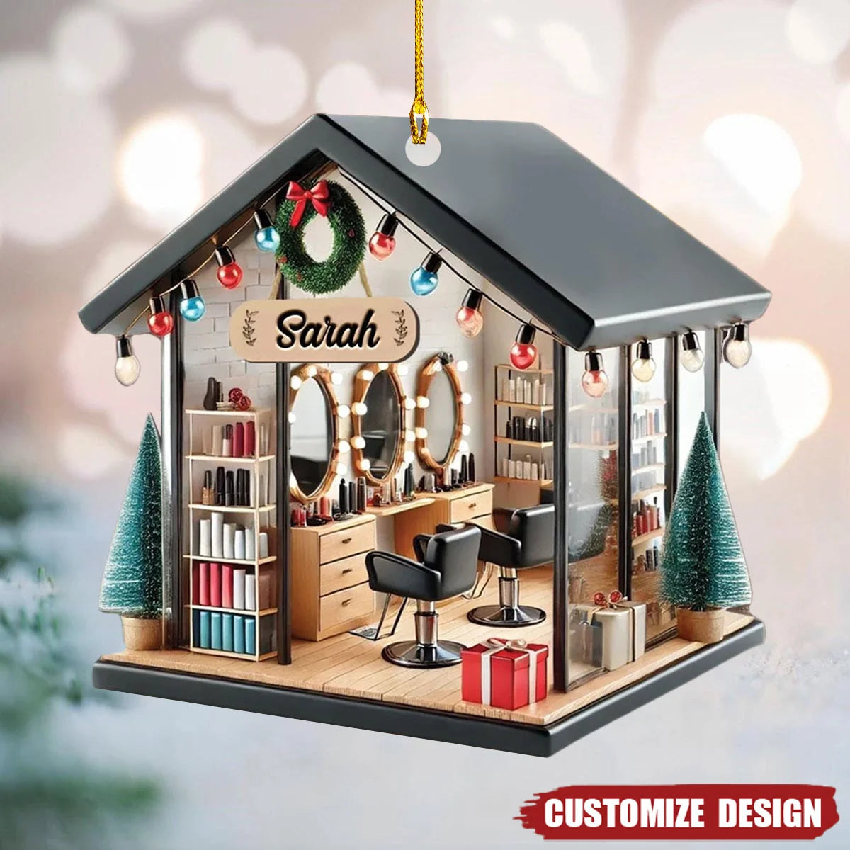 Personalized Hair Salon Acrylic Ornament - Custom Hairdresser Gift Keepsake Decor