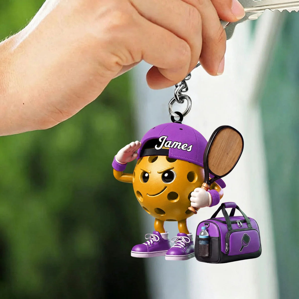 Salute Pickleball Mascot Keychain - Personalized Pickleball Gift for Players & Coaches