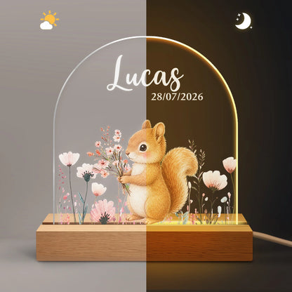 Personalized Bunny LED Night Light - Custom Floral Name Gift for Kids