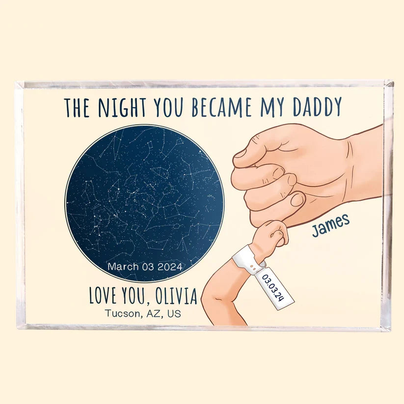 The Night You Became My Daddy - Personalized Star Map Acrylic Plaque Gift for New Dad