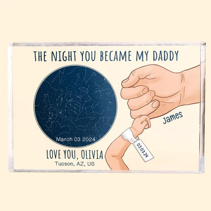 The Night You Became My Daddy - Personalized Star Map Acrylic Plaque Gift for New Dad