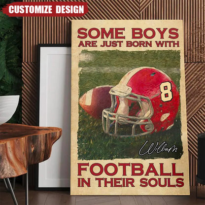 Personalized American Football Canvas / Poster - Custom Sports Wall Art Gift for American Football Lovers