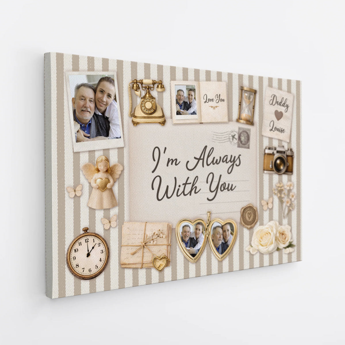 Forever In My Heart Personalized Memorial Canvas / Poster - Custom Photo Wall Art Gift for Mom