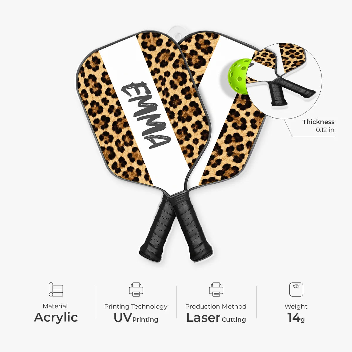 Custom Name Pickleball Acrylic Ornament - Personalized Crossed Paddles Keepsake Gift