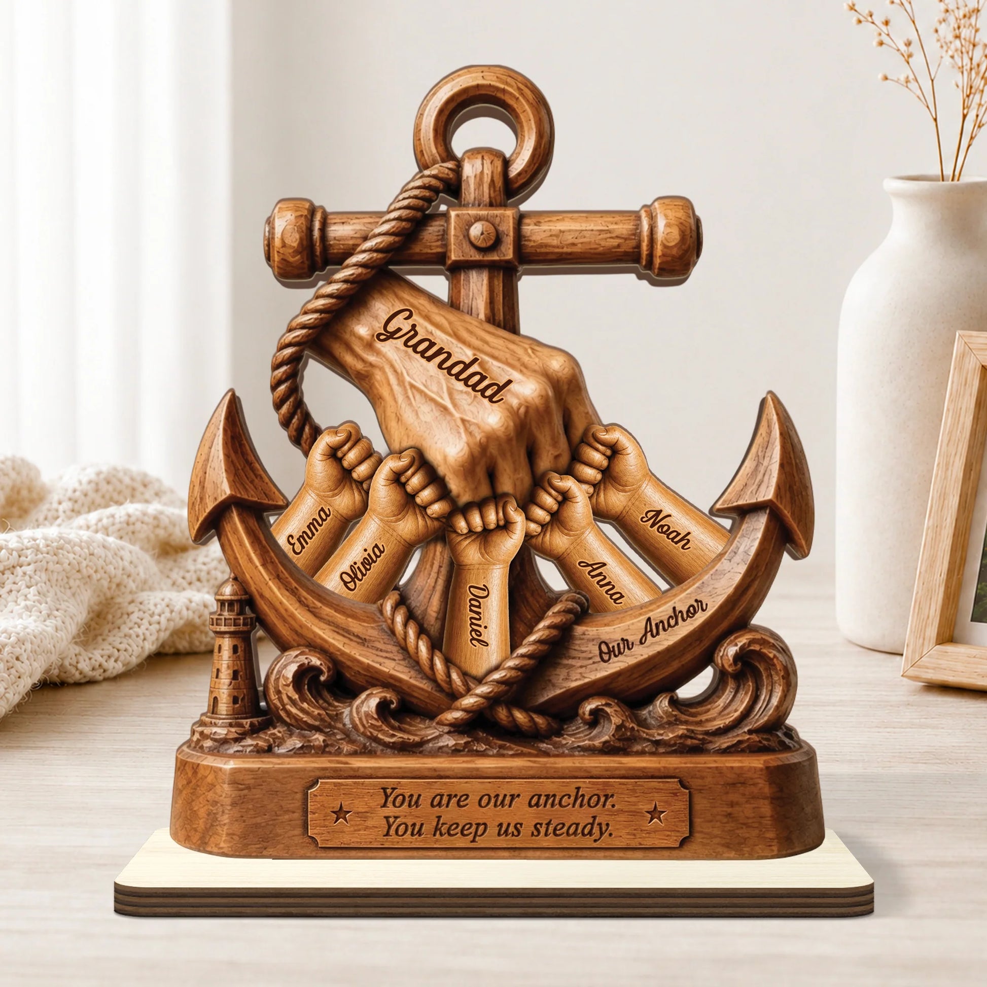 Personalized Anchor Wooden Plaque personalization view for Dad