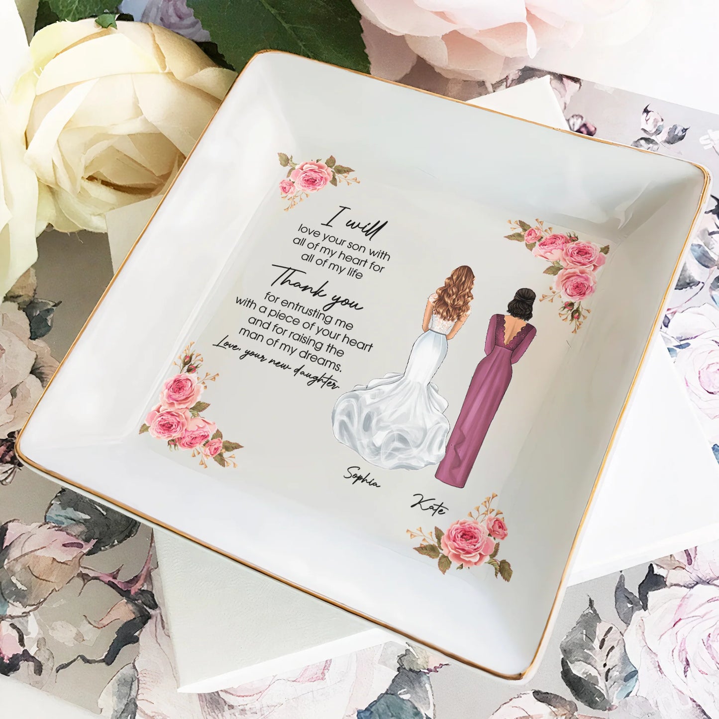 Personalized Mother Of The Groom Jewelry Dish personalization view for Mother-in-Law / Father-in-Law