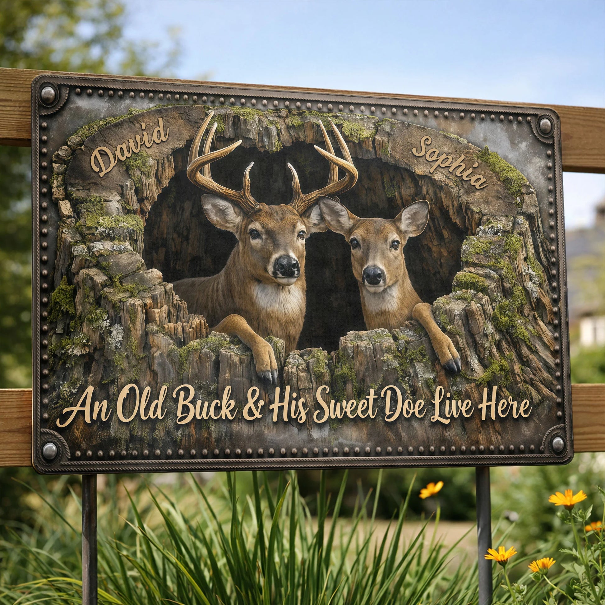 Custom Deer Couple Metal Sign for Couples with personalized design details for meaningful gifting image 8