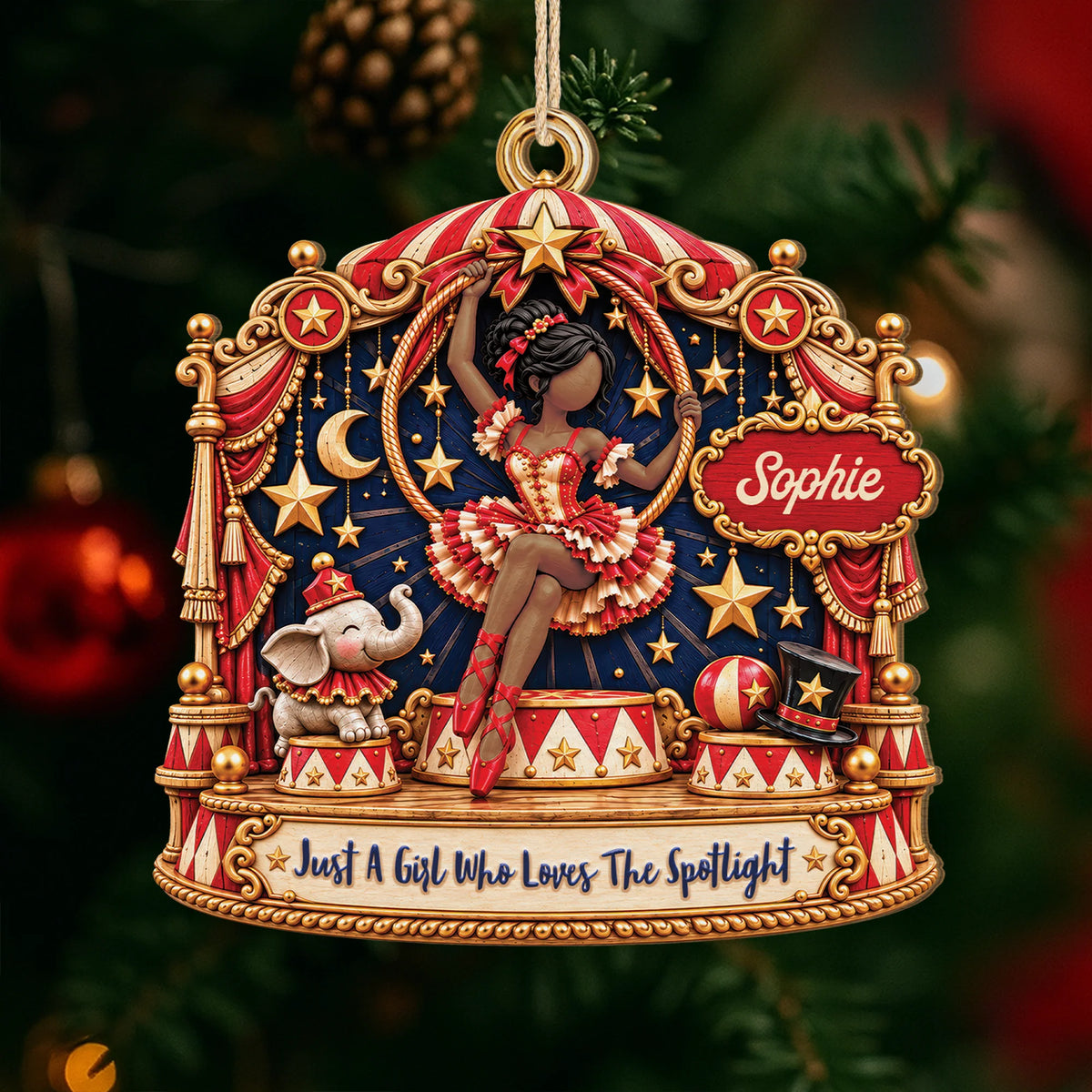 "Just A Girl Who Loves The Spotlight" Personalized Wood Ornament - Christmas Keepsake for Daughter