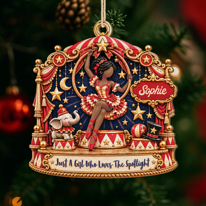"Just A Girl Who Loves The Spotlight" Personalized Wood Ornament - Christmas Keepsake for Daughter