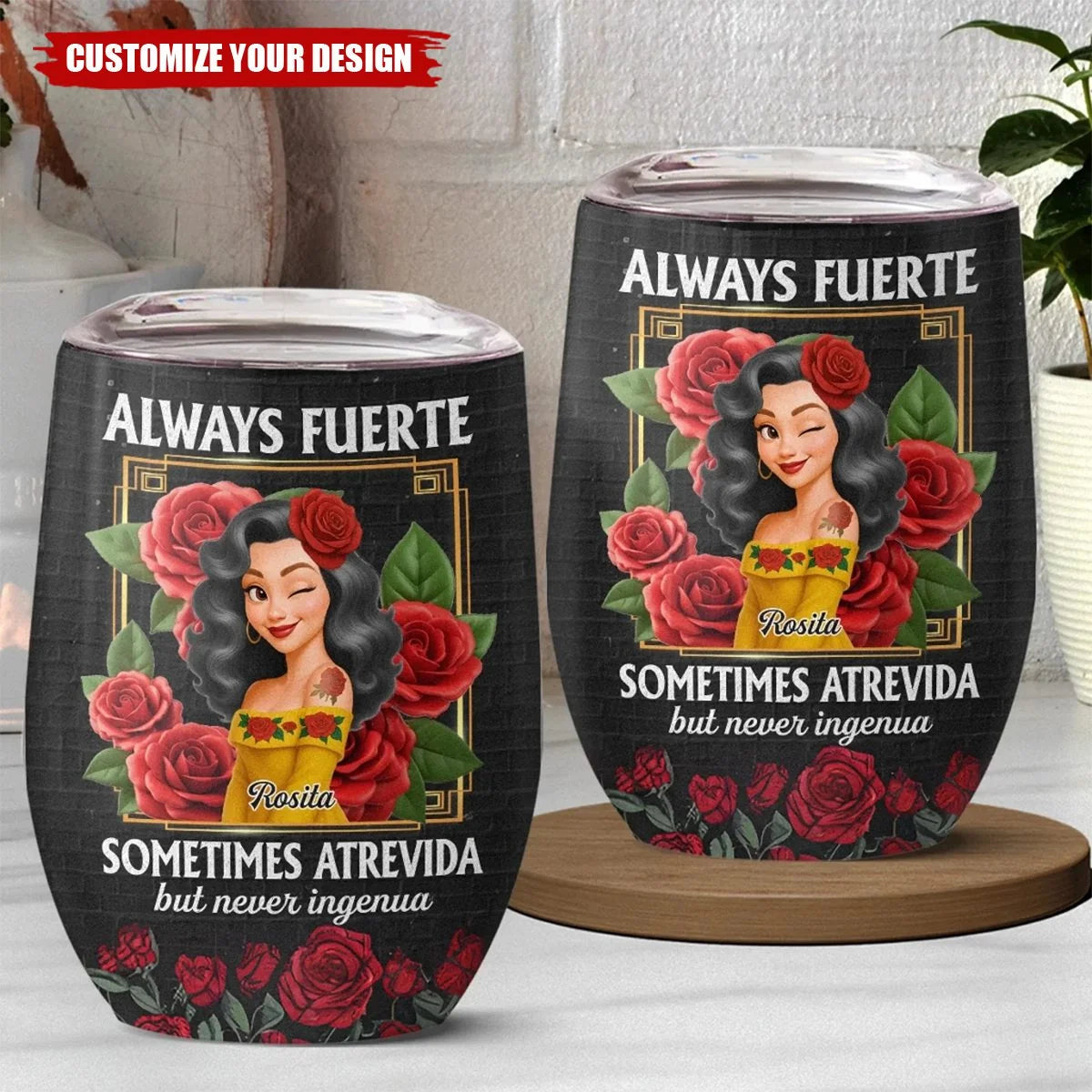 Chingona Como Mi Madre Personalized Wine Tumbler - Custom Hispanic Birthday Gift for Women