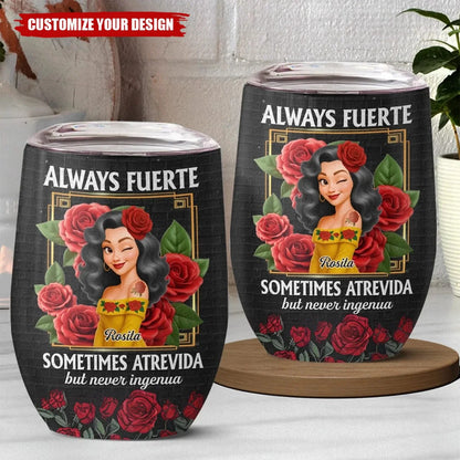 Chingona Como Mi Madre Personalized Wine Tumbler - Custom Hispanic Birthday Gift for Women
