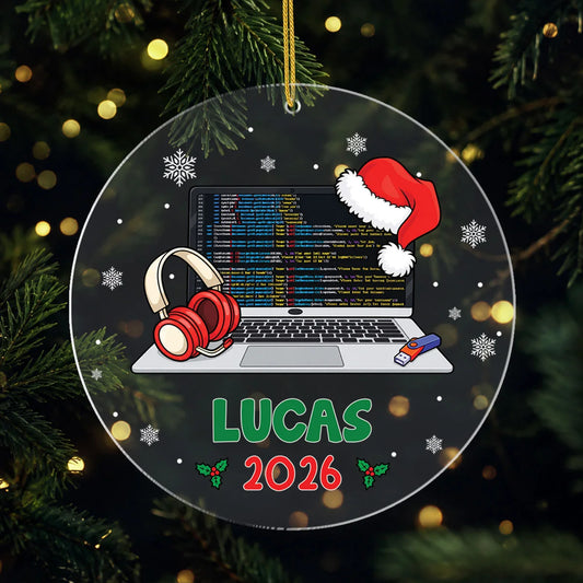 Personalized Programmer Laptop Acrylic Ornament - Custom Christmas Gift for Software Engineers
