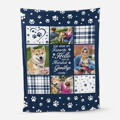 Favorite Hello Hardest Goodbye Custom Blanket for Dog Lovers - Personalized Pet Memorial Gift