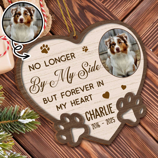 Personalized pet memorial wooden ornament with custom dog photo print for pet loss gift
