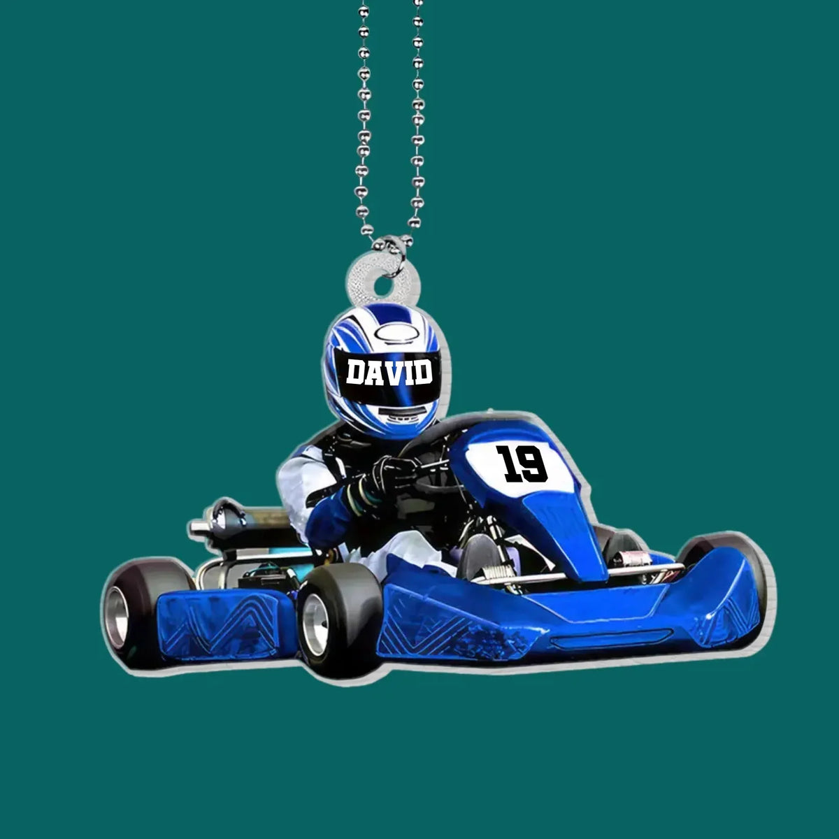 Go Kart Racing Driver Personalized Acrylic Ornament - Custom Christmas Gift Keepsake for Son Dad Racer