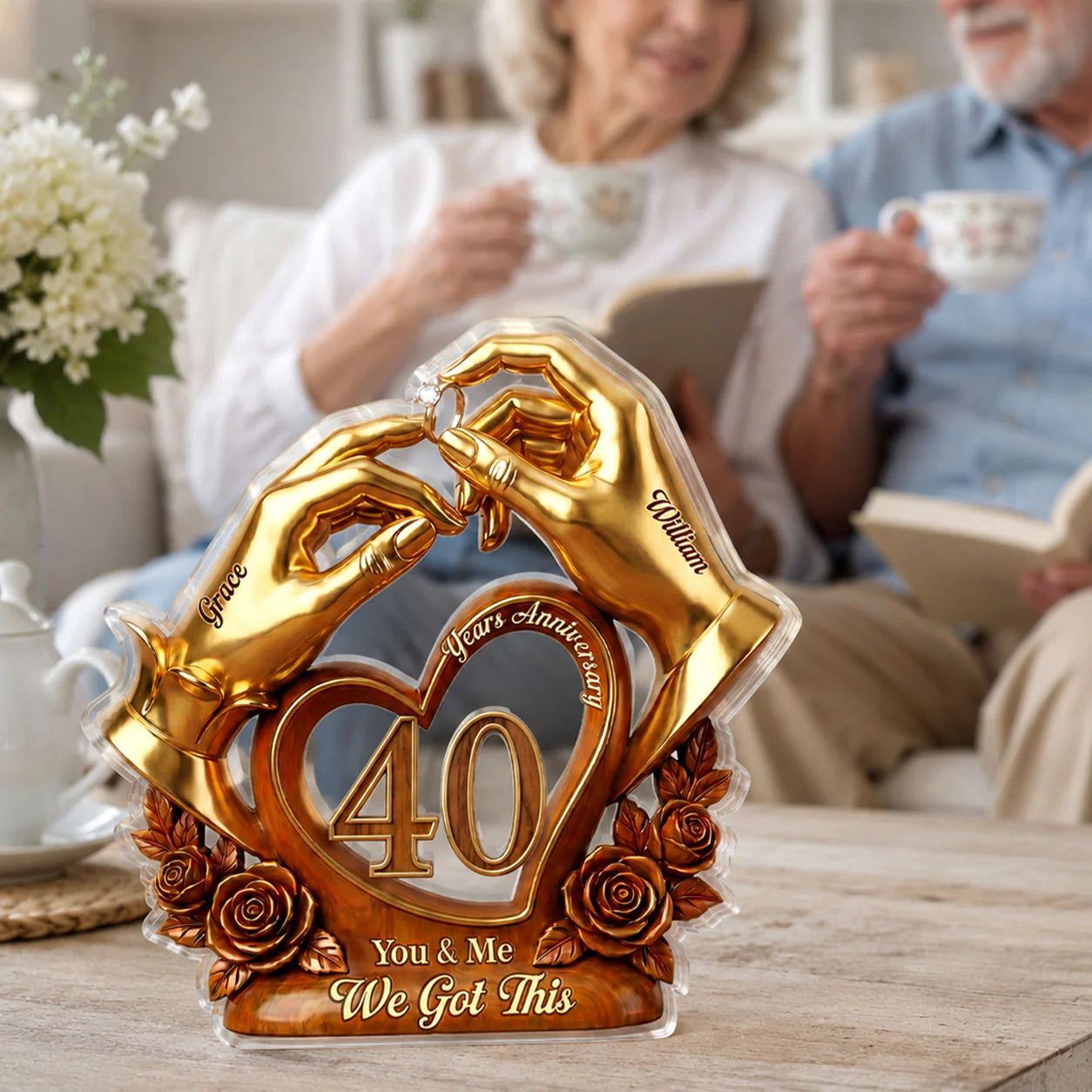 Plaque material and size view - Custom 40Th Anniversary Gift