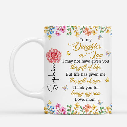 To My Daughter-in-Law Personalized Birth Month Flower Mug - Meaningful Gift for Her