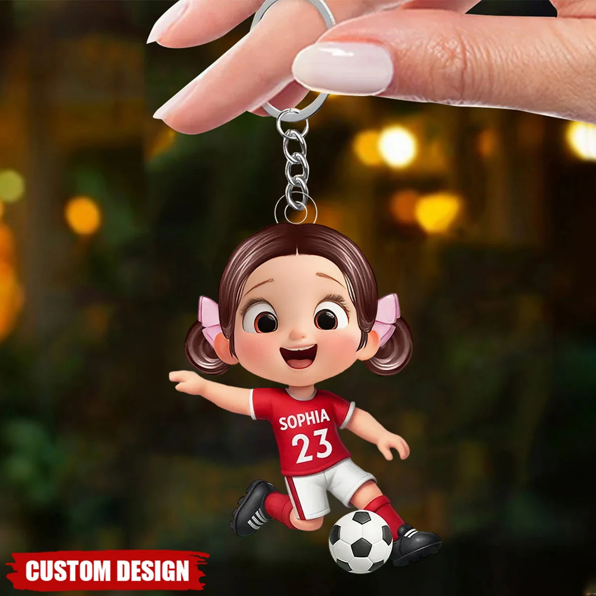Personalized soccer player acrylic keychain with custom name and jersey number for youth sports team gifts image 6