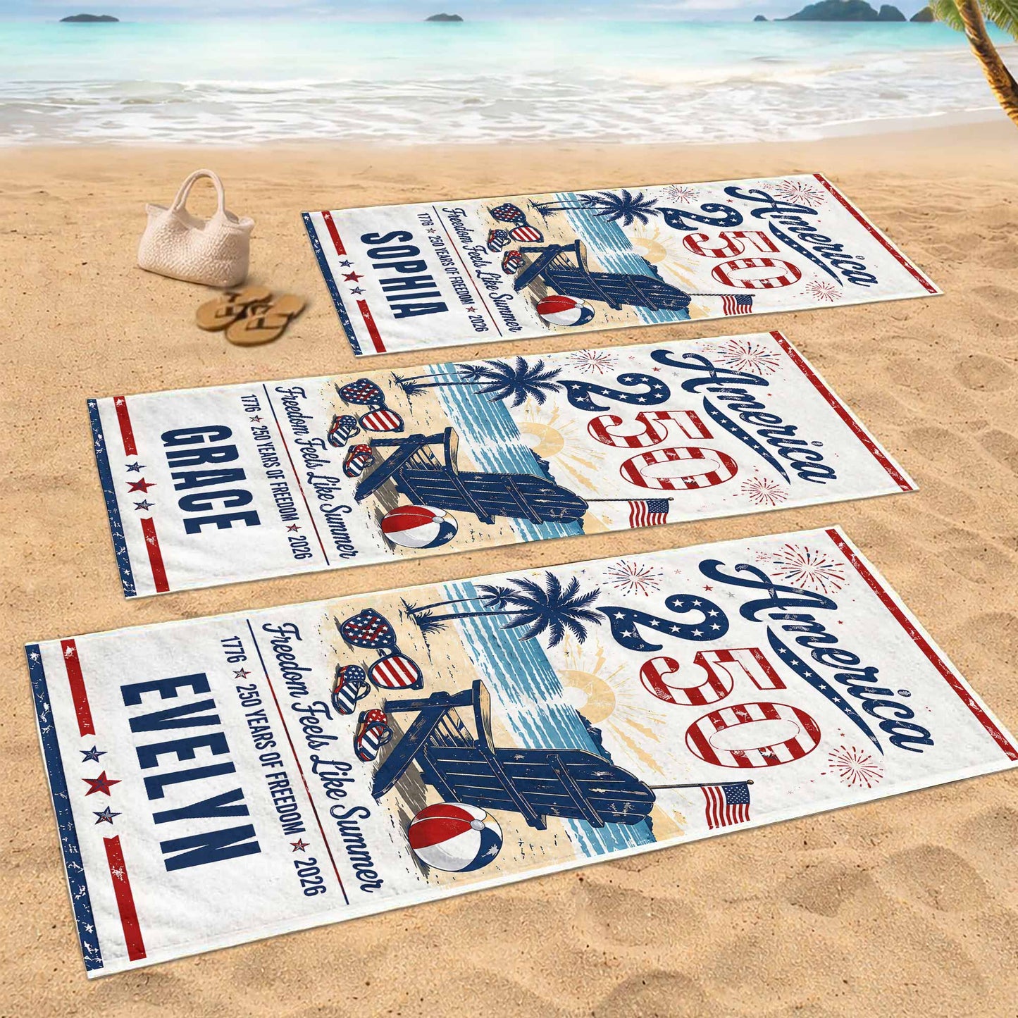 Towel material and size view - Custom Patriotic Beach Towel