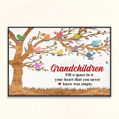Grandchildren Fill A Space In Your Heart - Personalized Canvas / Poster for Grandparents