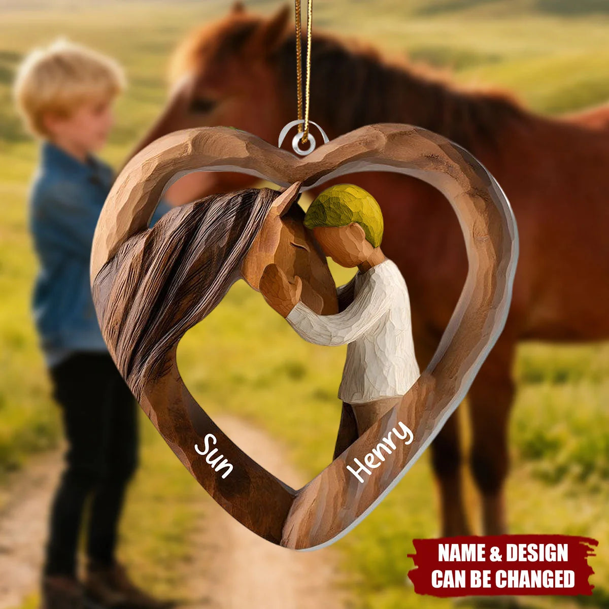 Equestrian Bond Heart Personalized Acrylic Ornament - Custom Keepsake Christmas Gift for Horse Lovers & Riders