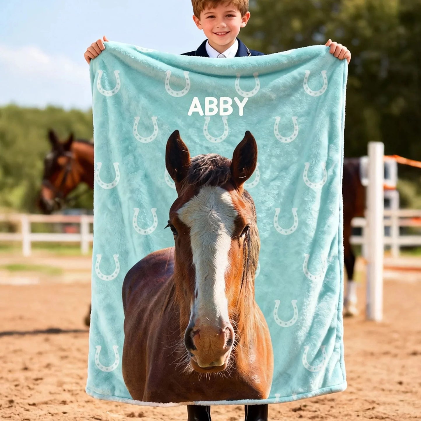Personalized Horse Photo Blanket - Custom Name Gifts for Horse Lovers