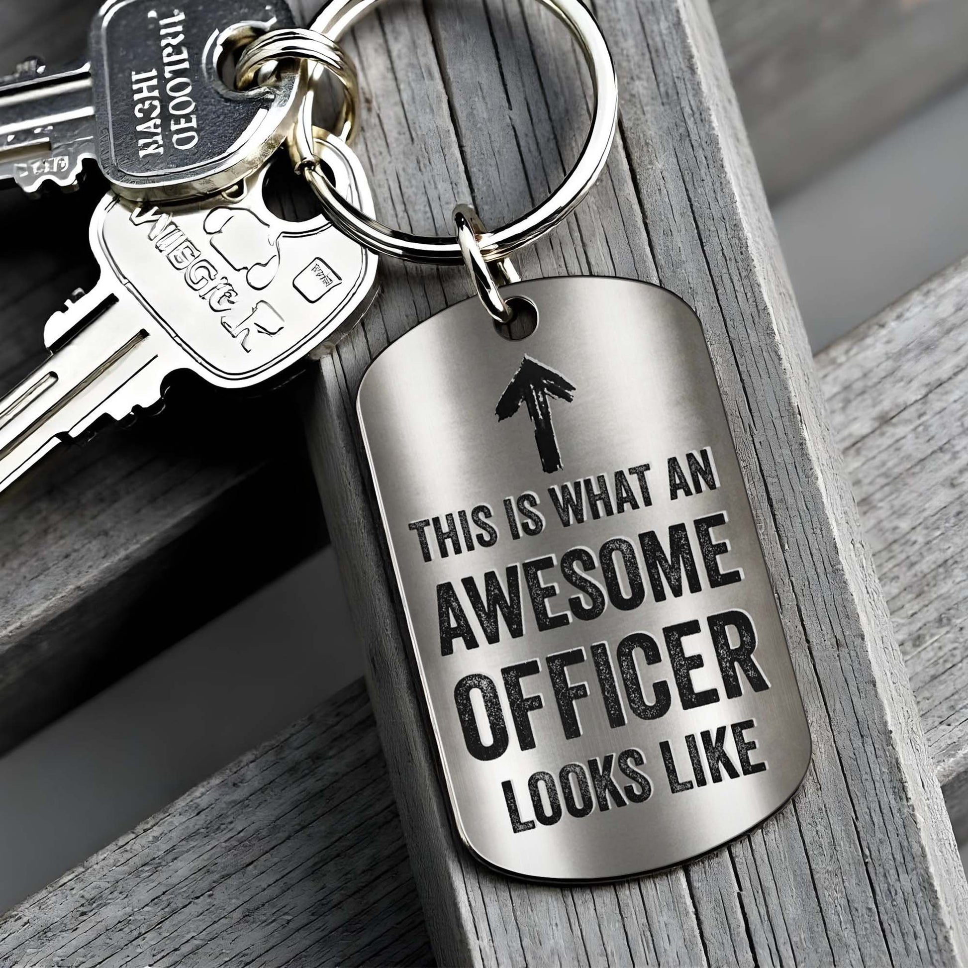 Personalized Police Officer Keychain for Husband with personalized design details for meaningful gifting image 7