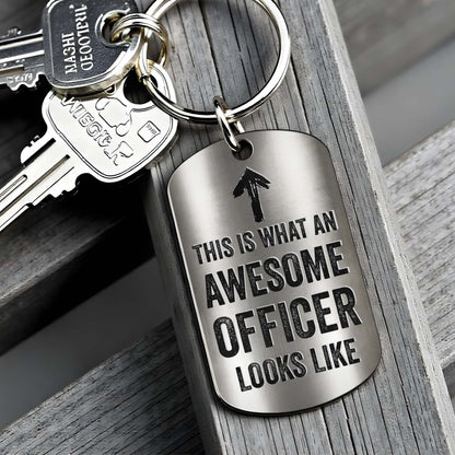 Personalized Police Officer Keychain for Husband with personalized design details for meaningful gifting image 7