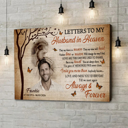 Personalized Husband Memorial Canvas personalization view for Wife