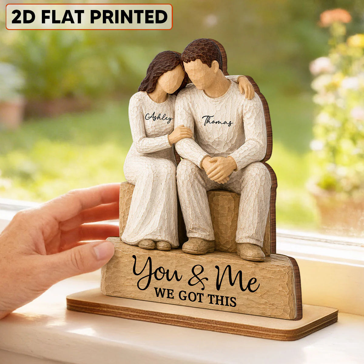Plaque material and size view - Personalized Couple Wooden Plaque