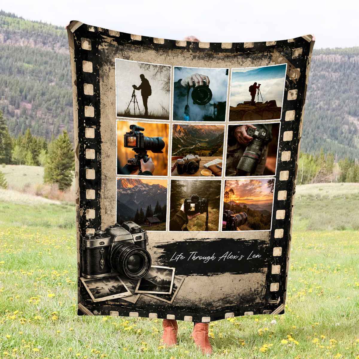 "Life Through Alex's Lens" Personalized Photographer Blanket – Custom Photography Picture Gift