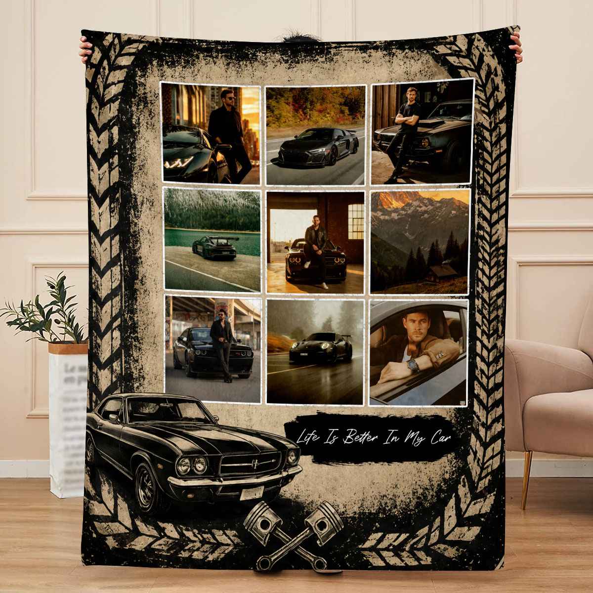 Life Is Better In My Car Personalized Car Photo Blanket - Car Lovers Racing Fans