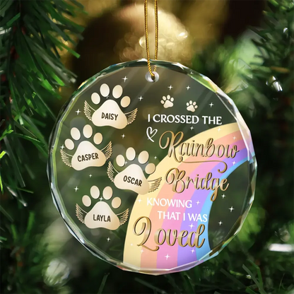 I Crossed The Rainbow Bridge Memorial Pet - Personalized Circle Glass Ornament 58cbe7fb-19d1-4212-bb25-d47f13c1969b-NN565-NGO2630-MK2_0091f736-f86d-425f-a5a9-caa667042342.png