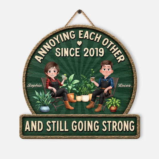 Annoying Each Other Since - Personalized Couple Wood Sign Decor for Husband Wife Anniversary