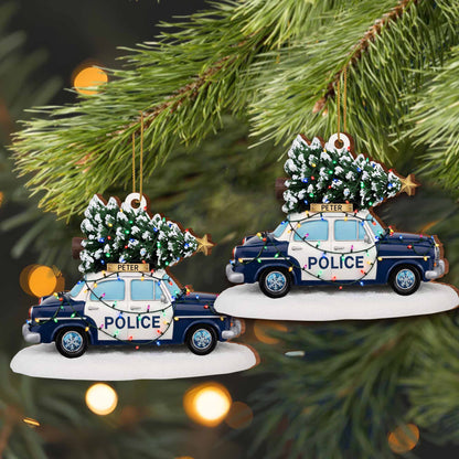 Celebrate The Festive Season With Police Car And Christmas Tree