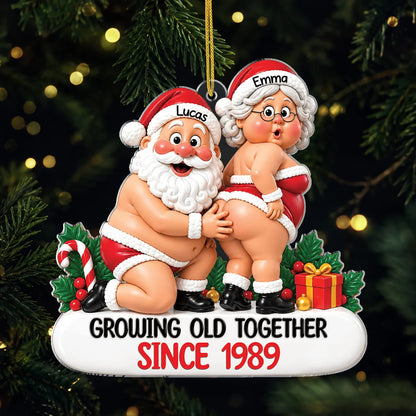 Growing Old Together Personalized Acrylic Ornament for Couples - Funny Christmas Gift for Husband Wife