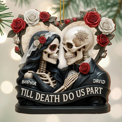 Wooden Ornament material and size view - Till Death Do Us Part Ornament
