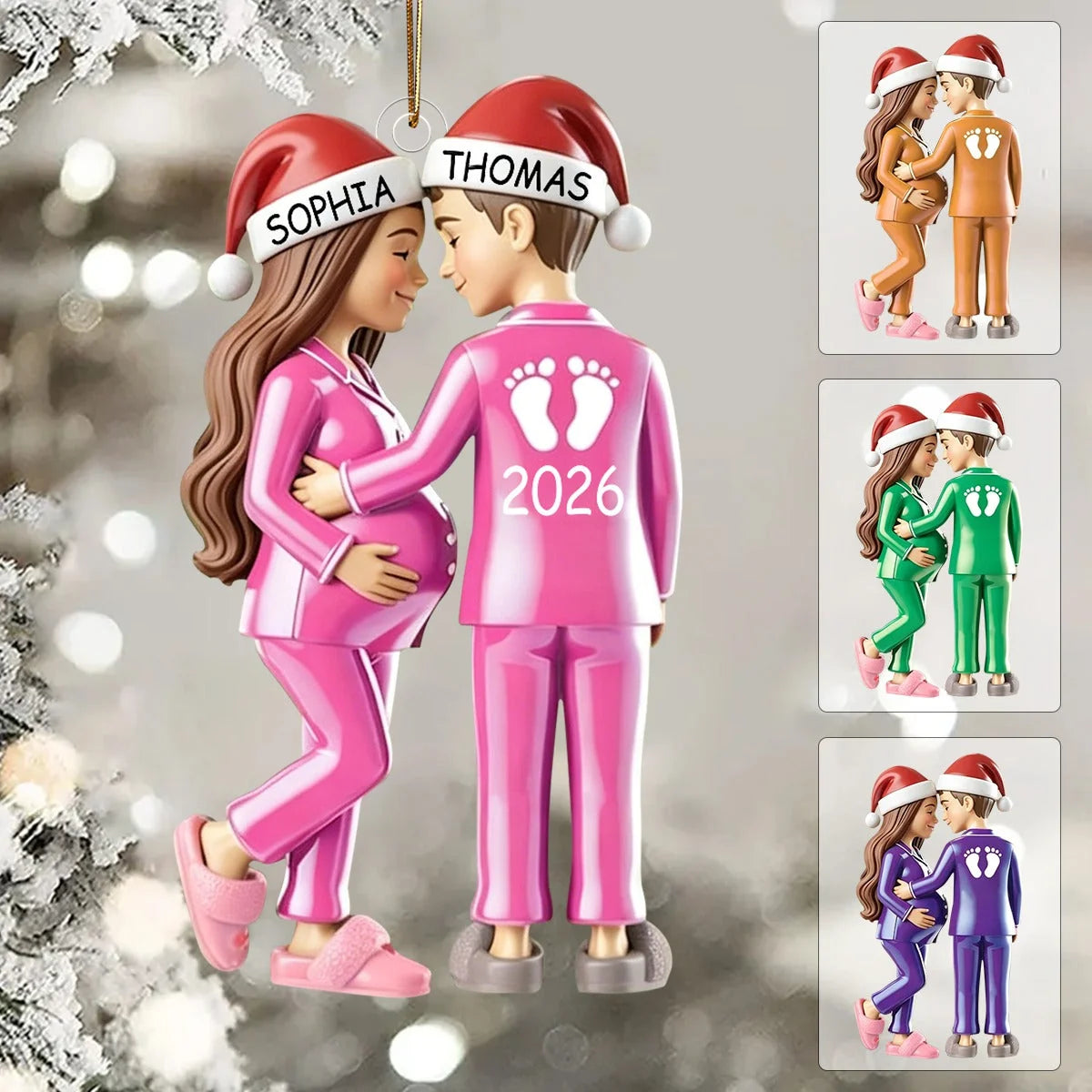 Personalized Bump's First Christmas Ornament - Custom Expecting Parents Acrylic Keepsake Gift