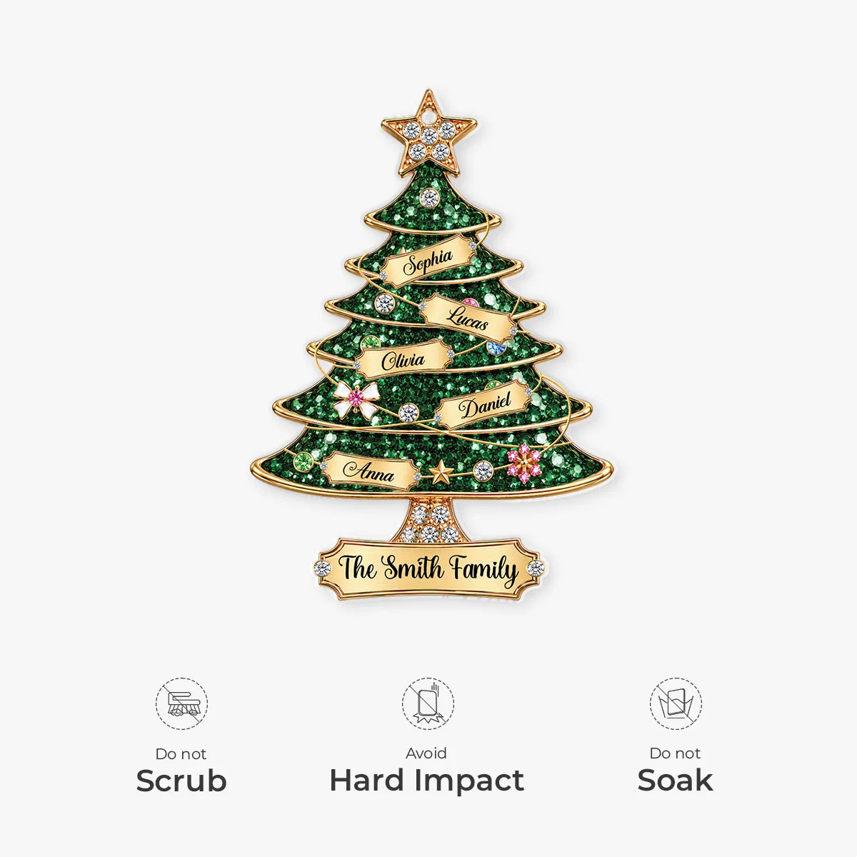 Personalized Family Name Christmas Tree Acrylic Ornament - Custom Keepsake Gift