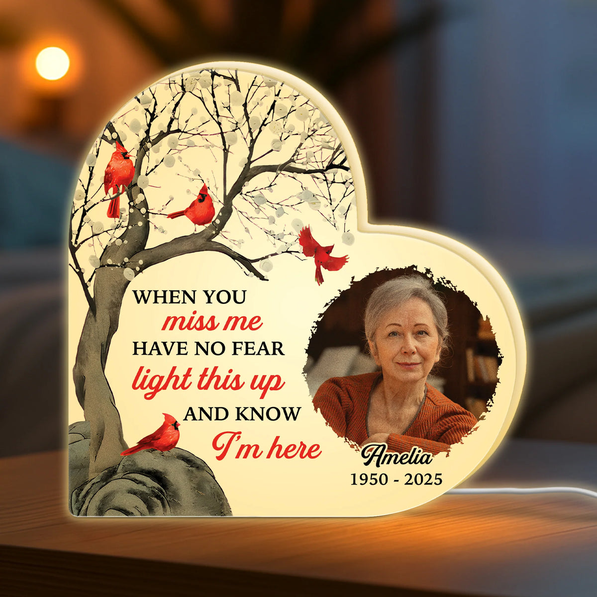 "When You Miss Me" Personalized Memorial Photo Light Box - Custom In Loving Memory Keepsake