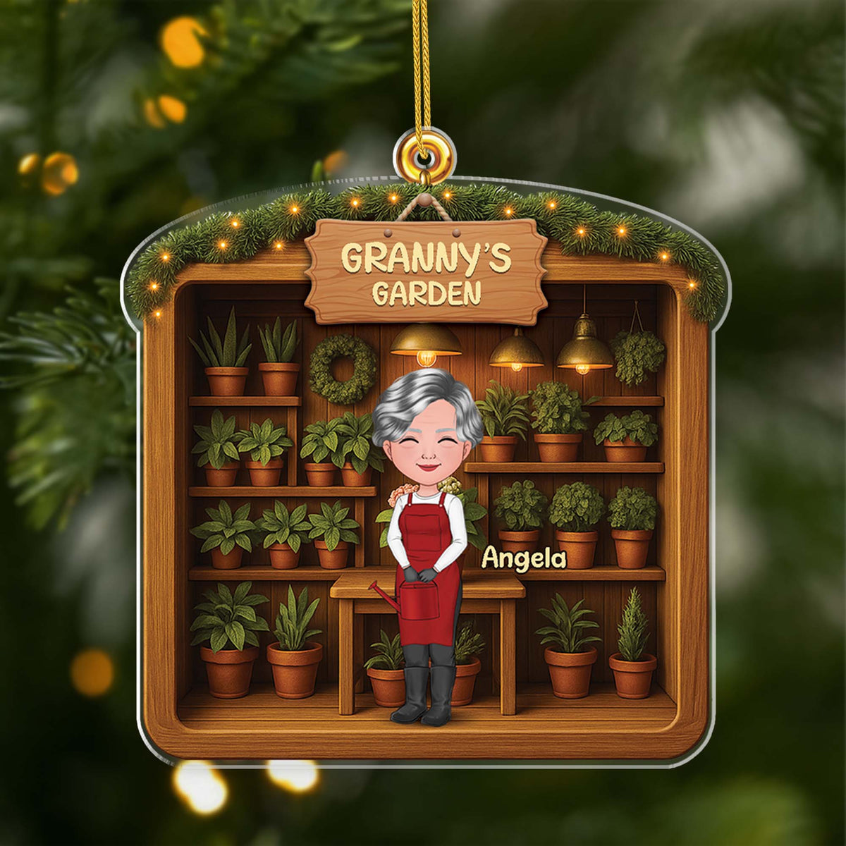 Granny's Garden Personalized Acrylic Ornament - Custom Christmas Keepsake for Grandma