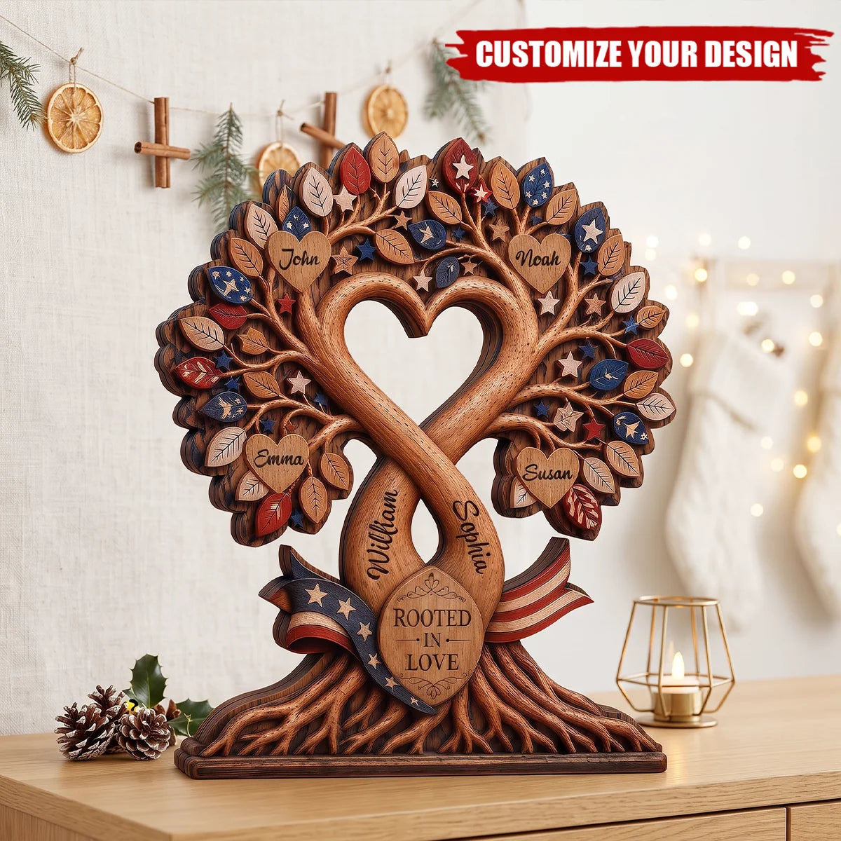 Personalized Family Tree Wood Sign personalization view for Mom