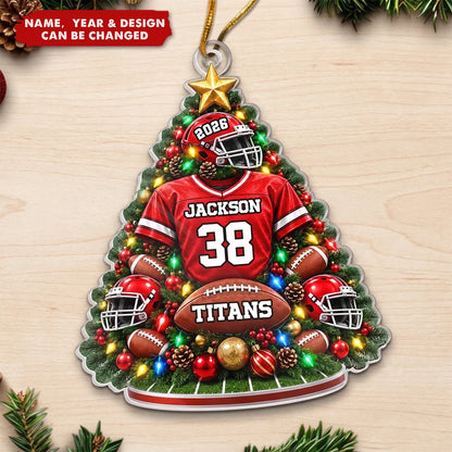 Custom Football Jersey Acrylic Ornament - Personalized Christmas Gift for Sports Fans