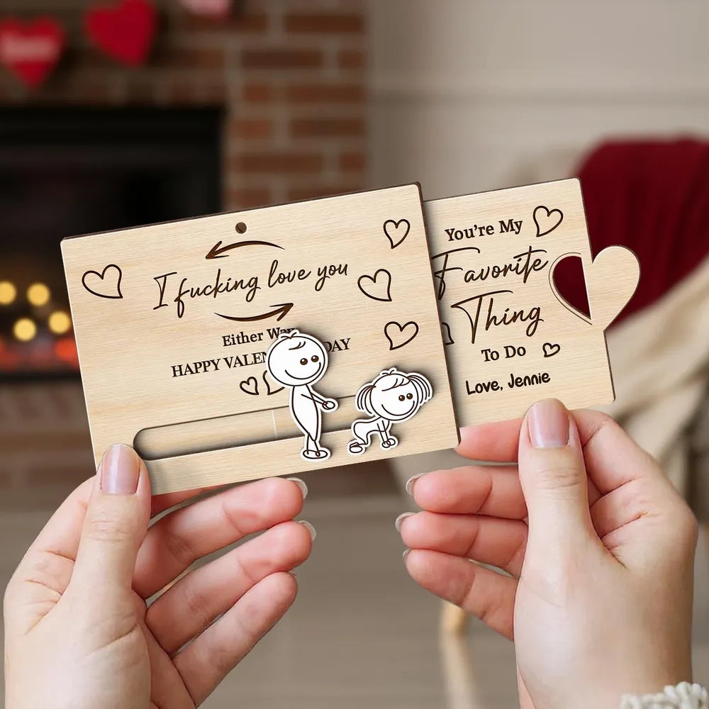 I Fucking Love You Personalized Sliding Wooden Ornament - Romantic Gift for Couples