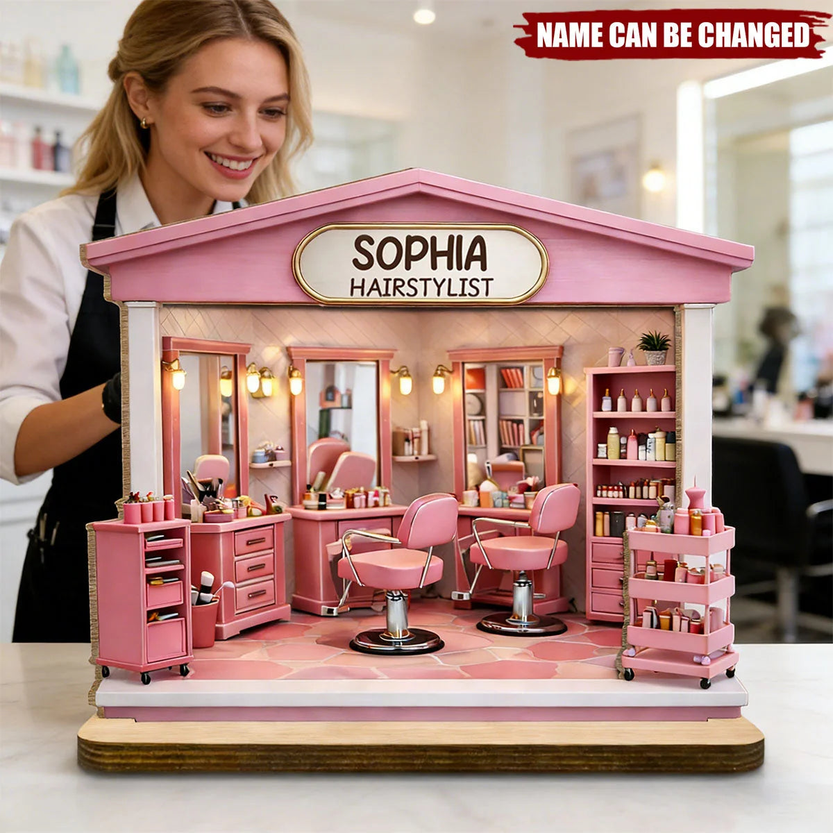 "Dream Styling Station" Personalized Wood Plaque - Custom Gift for for Hairstylist & Salon Owner