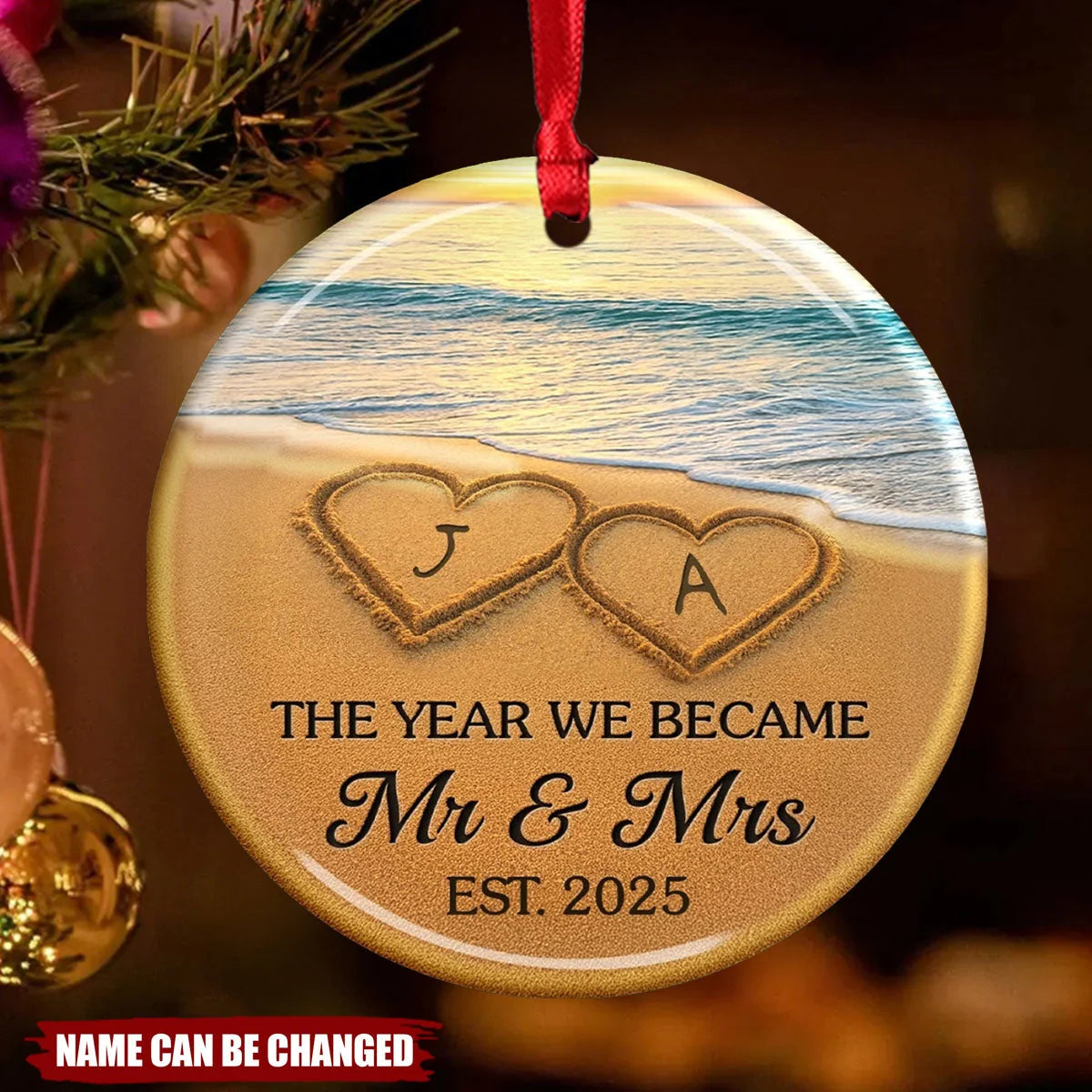 "The Year We Became Mr & Mrs" - Personalized Ceramic Ornament for Couples First Christmas