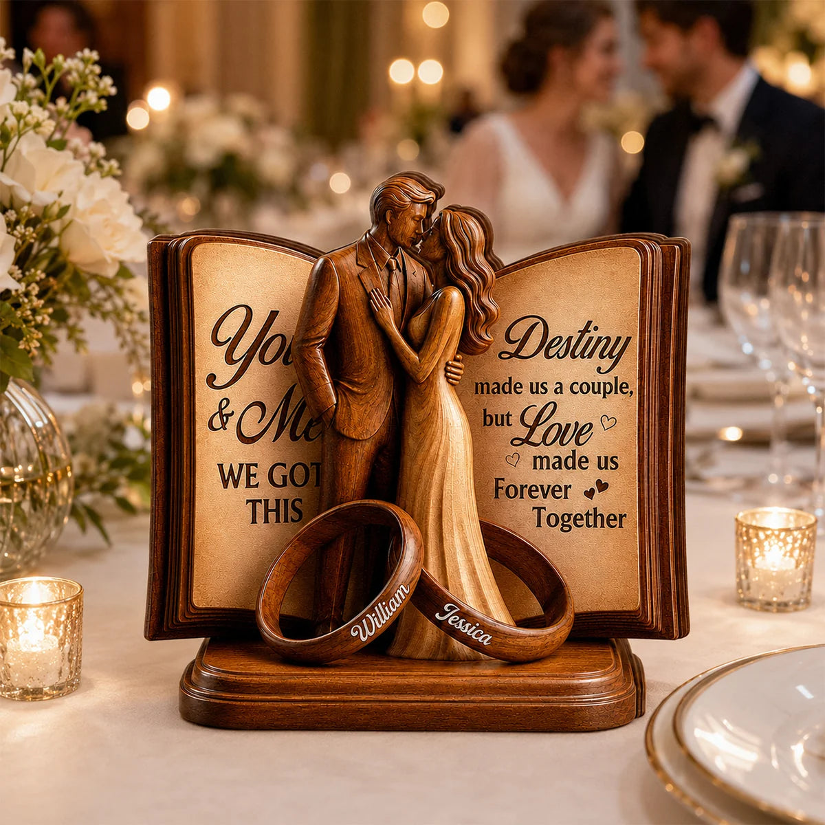 "Destiny Made Us A Couple" Personalized Wooden Block - Custom Special Gift For Couples