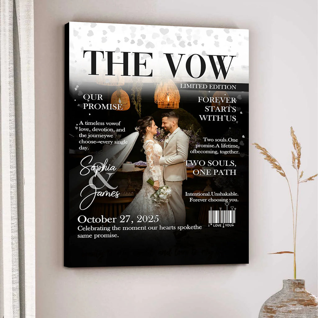The Vow Magazine Cover Personalized Wedding Photo Canvas / Poster - Custom Anniversary Gift for Couples 商品缩略图