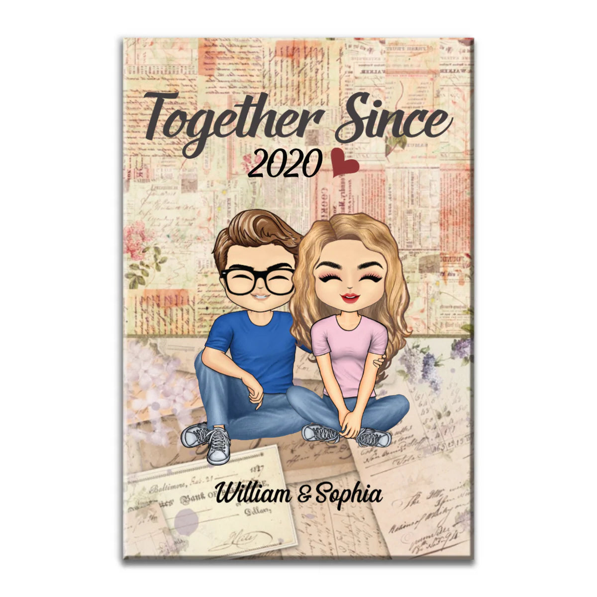 Personalized Together Since Canvas personalization view for Couples